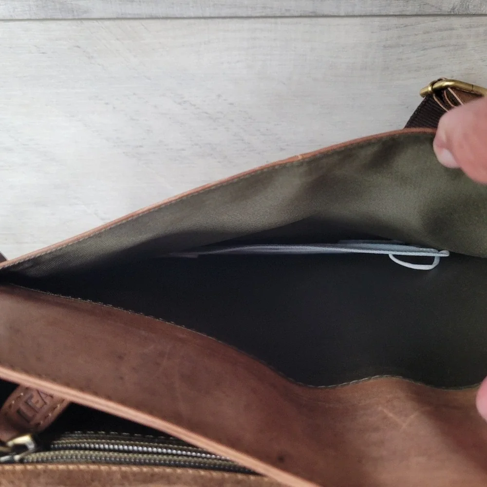 Leabags Messenger Bag 100% Leather Shoulder Strap Flap Brown 12x10